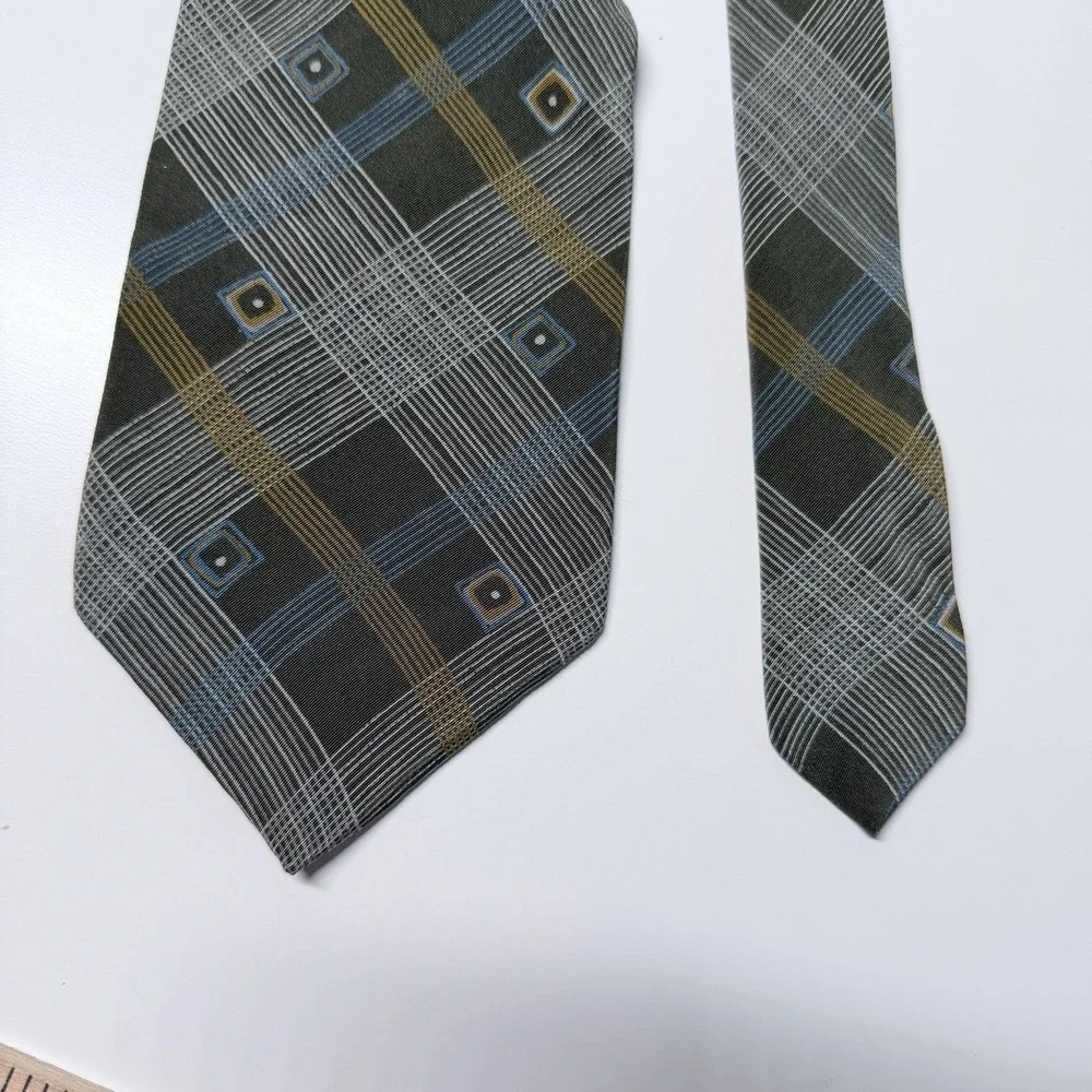 Structure Plaid Geometric Necktie Dark Academia Retro Mod Office Core Tie‎ USA